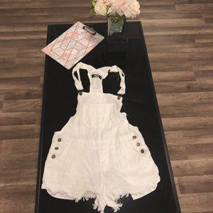 Rewash White Overall Shorts
